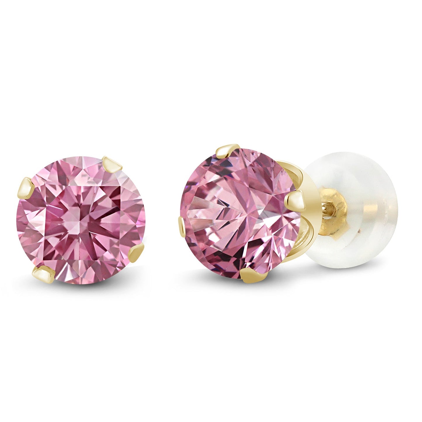 10K Yellow Gold Gemstone Birthstone 4-Prong Stud Earrings for Women | Round 4MM | Fine Jewelry Gifts for Her Mom Women Wife