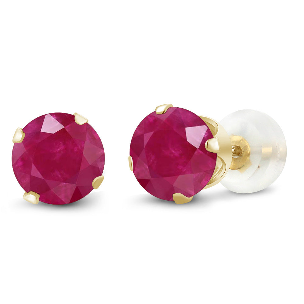 10K Yellow Gold Gemstone Birthstone 4-Prong Stud Earrings for Women | Round 4MM | Fine Jewelry Gifts for Her Mom Women Wife