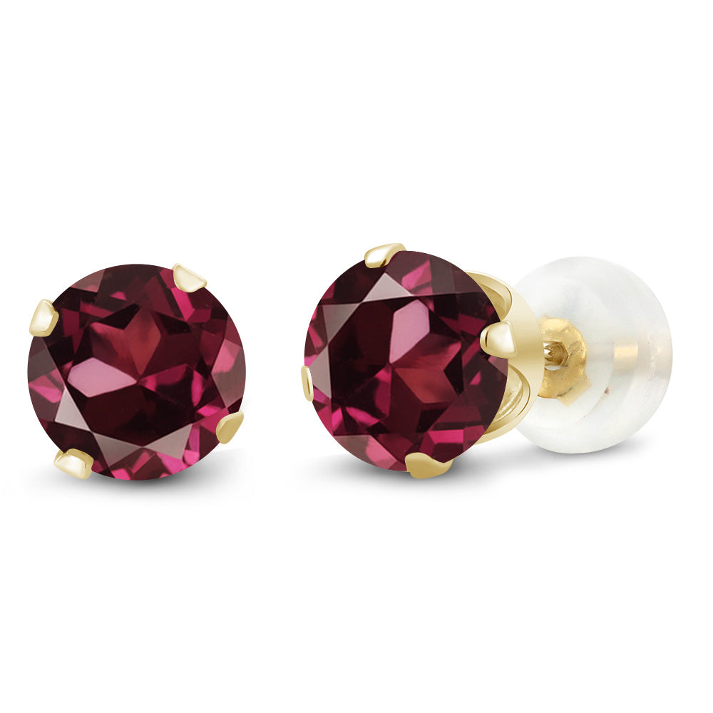 10K Yellow Gold Gemstone Birthstone 4-Prong Stud Earrings for Women | Round 4MM | Fine Jewelry Gifts for Her Mom Women Wife