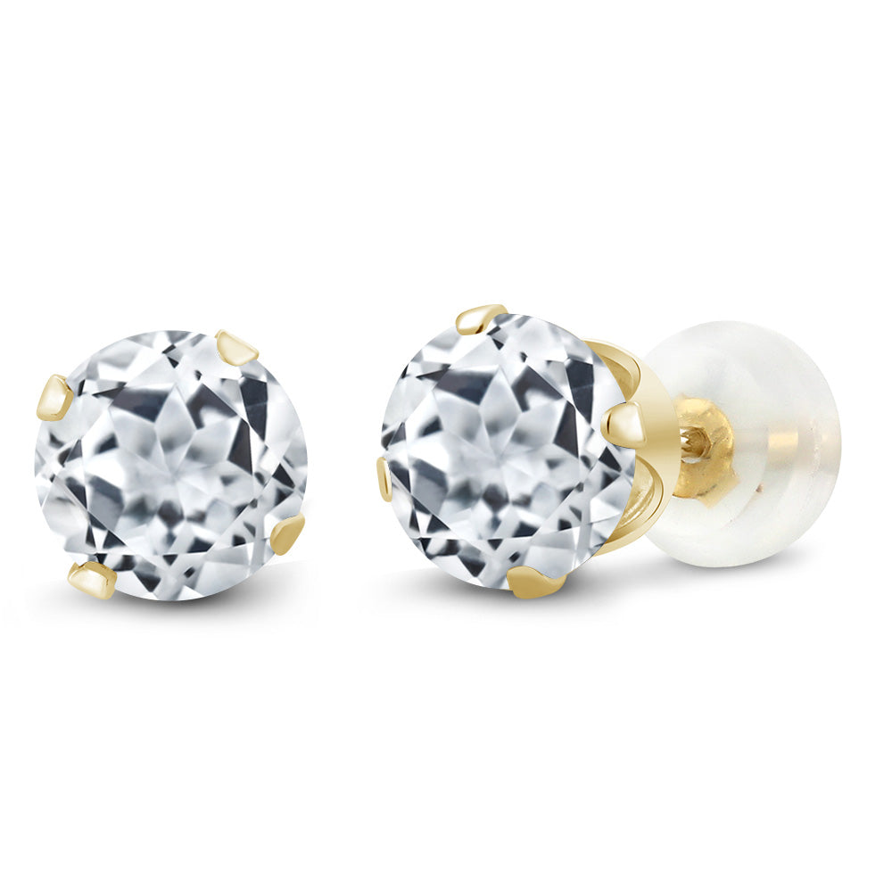 10K Yellow Gold Gemstone Birthstone 4-Prong Stud Earrings for Women | Round 4MM | Fine Jewelry Gifts for Her Mom Women Wife