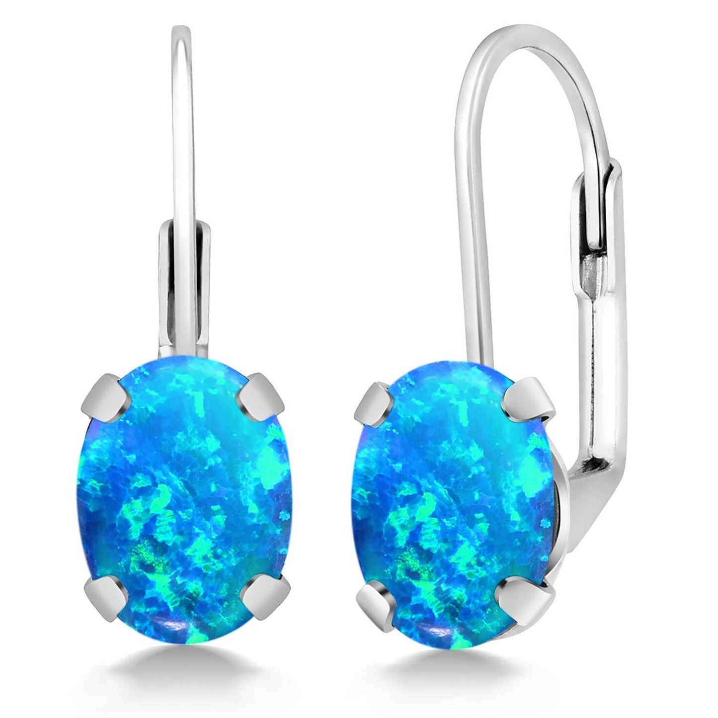 8X6MM Oval Drop Dangle Earrings for Women | 925 Sterling Silver | Genuine Gemstone Birthstone Leverback Earrings | Fine Jewelry Gifts for Her Mom Women Wife