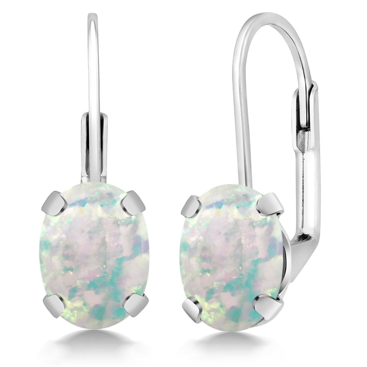 8X6MM Oval Drop Dangle Earrings for Women | 925 Sterling Silver | Genuine Gemstone Birthstone Leverback Earrings | Fine Jewelry Gifts for Her Mom Women Wife