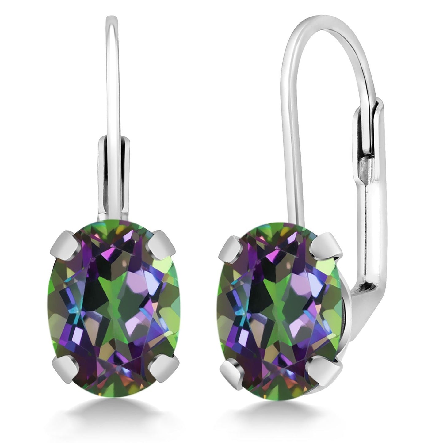 8X6MM Oval Drop Dangle Earrings for Women | 925 Sterling Silver | Genuine Gemstone Birthstone Leverback Earrings | Fine Jewelry Gifts for Her Mom Women Wife