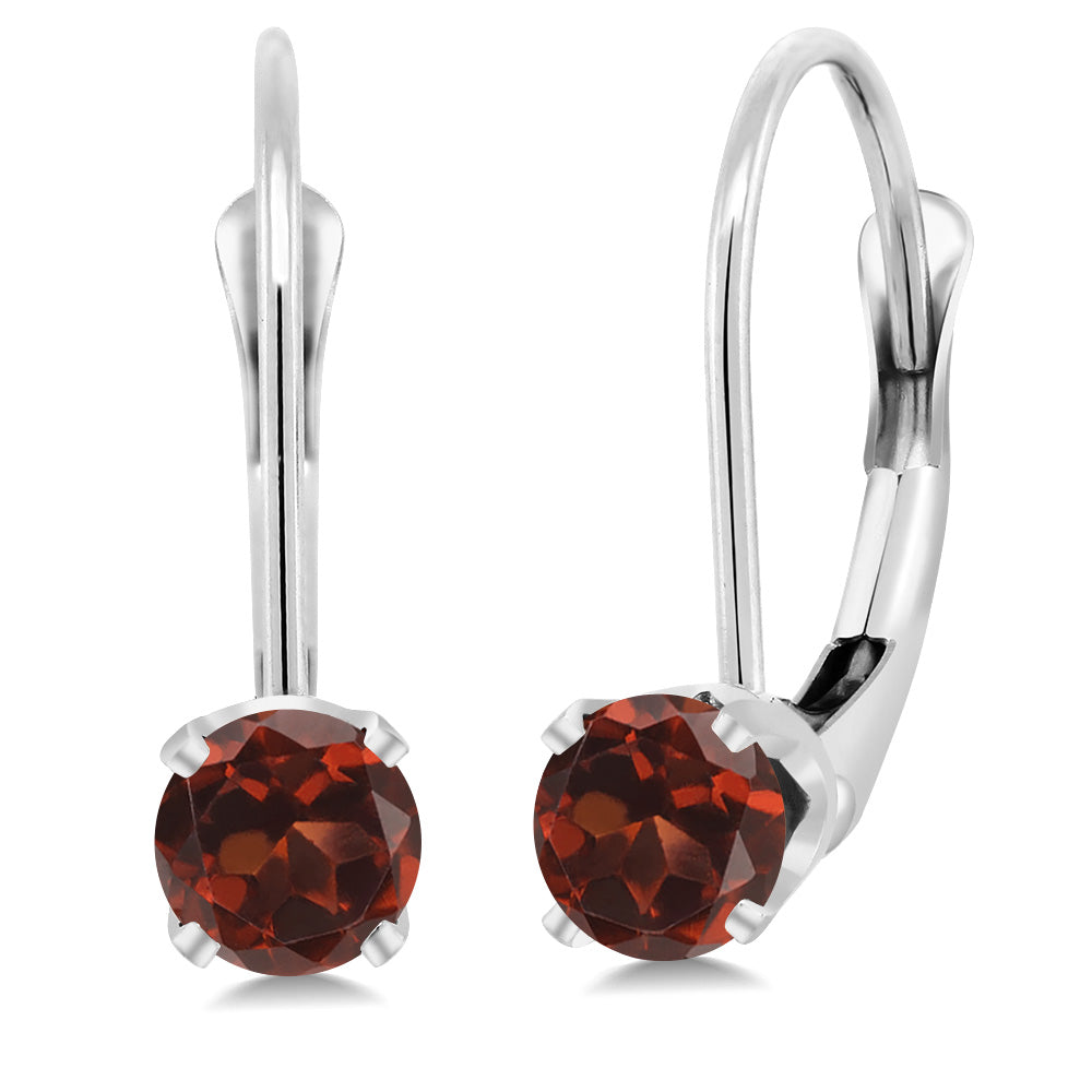 Solid 14K Gold 4MM Round Gemstone Birthstone Leverback Earrings | Gold Earrings For Women