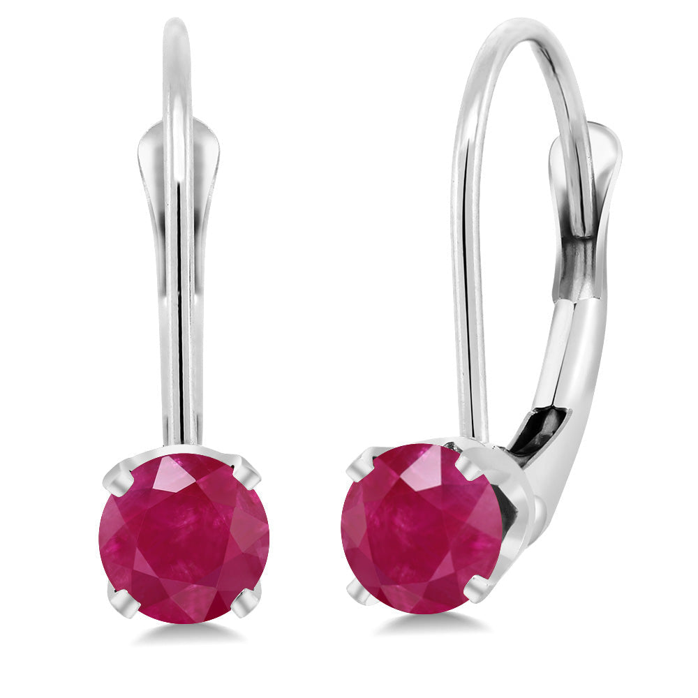 Solid 14K Gold 4MM Round Gemstone Birthstone Leverback Earrings | Gold Earrings For Women