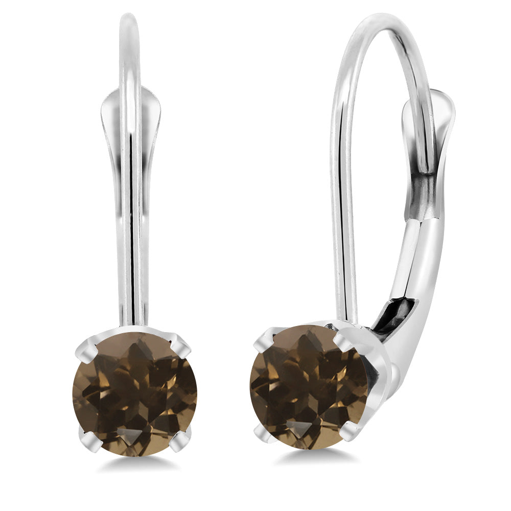 Solid 14K Gold 4MM Round Gemstone Birthstone Leverback Earrings | Gold Earrings For Women