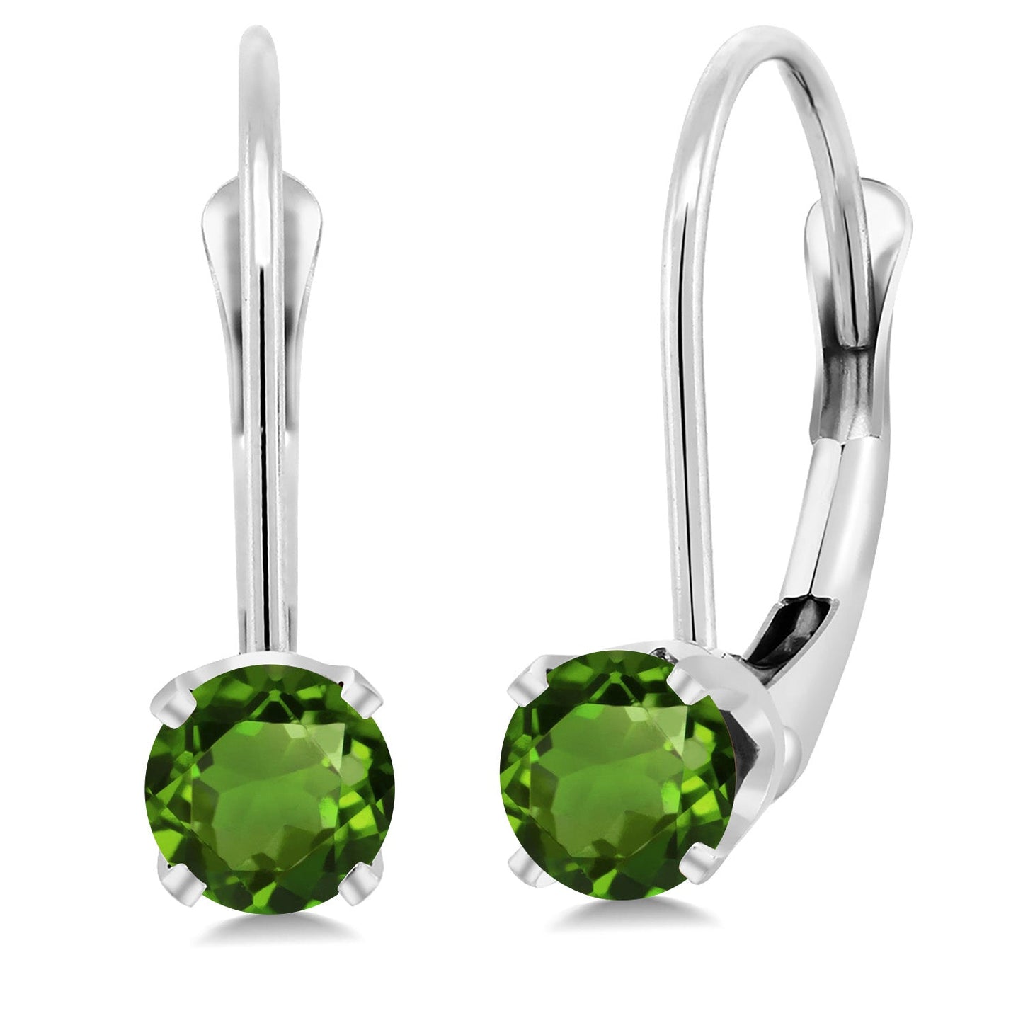Solid 14K Gold 4MM Round Gemstone Birthstone Leverback Earrings | Gold Earrings For Women