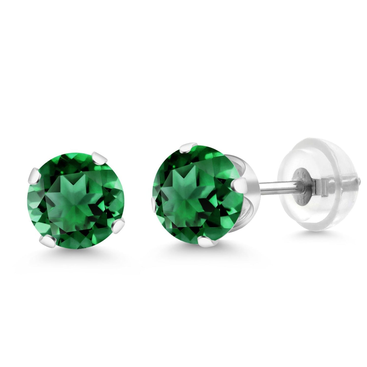 14K Gold Gemstone Birthstone Solitaire Stud Earrings | Round 6MM | Gold Earrings For Women Men