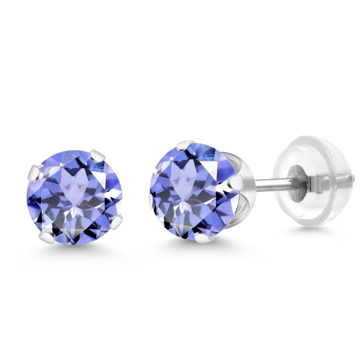 14K Gold Gemstone Birthstone Solitaire Stud Earrings | Round 6MM | Gold Earrings For Women Men