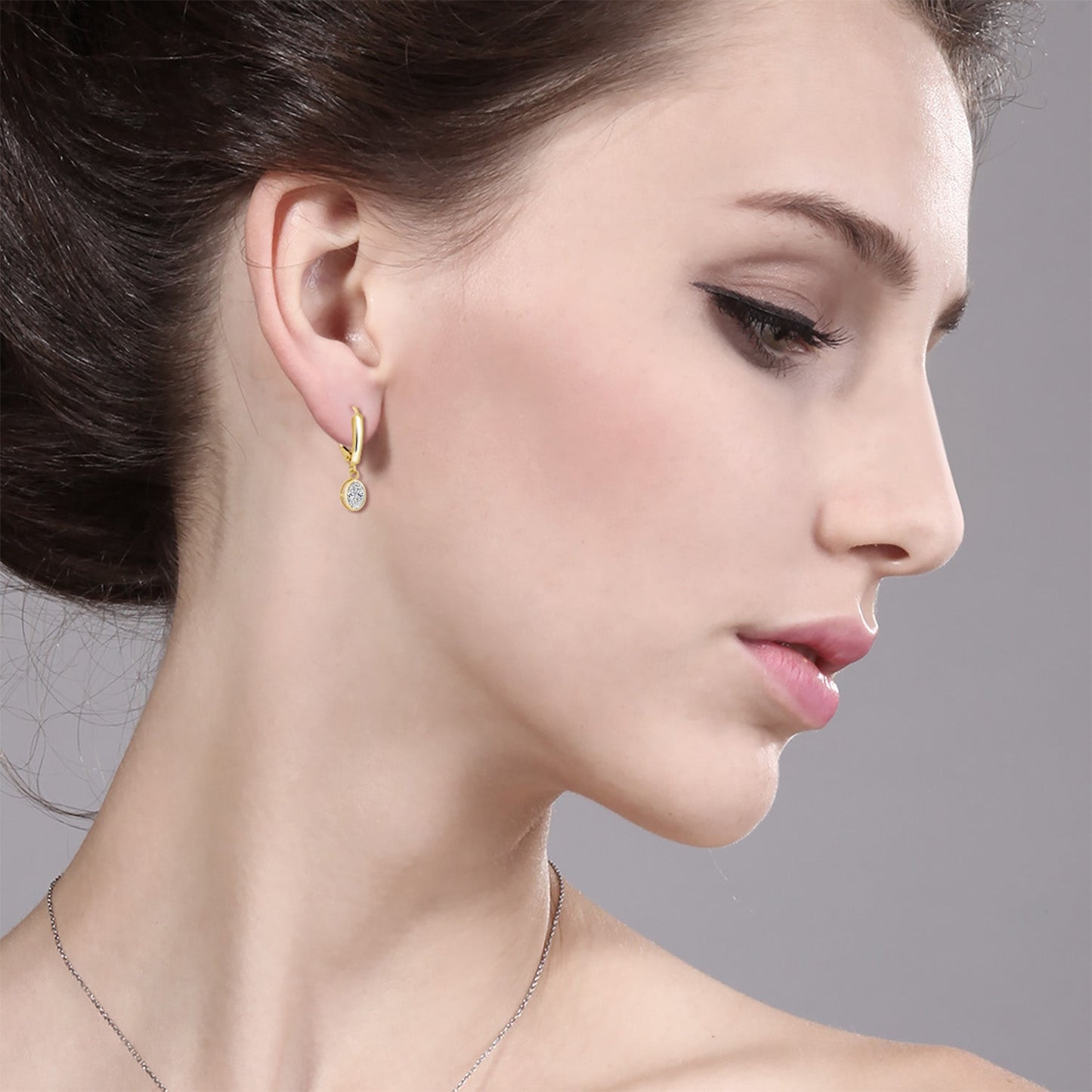 14K Yellow Gold Lab Grown Diamond Earrings For Women | 1.40 Cttw | Gemstone April Birthstone | Oval 7X5MM
