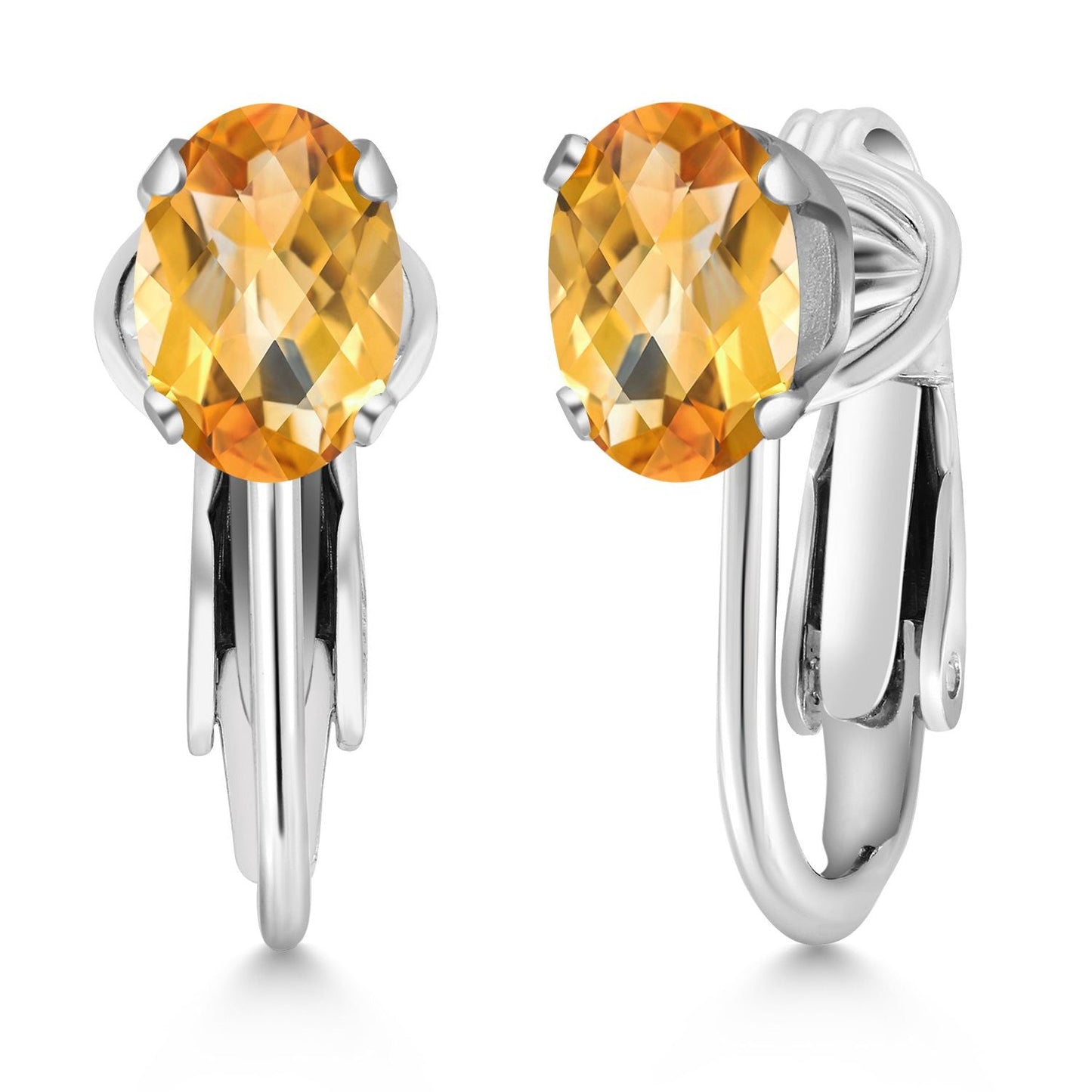 Clip-On Earrings for Women | Gemstone Birthstone Drop Earrings | 925 Sterling Silver | Oval 7X5MM | Gift For Women Mother Bridesmaids