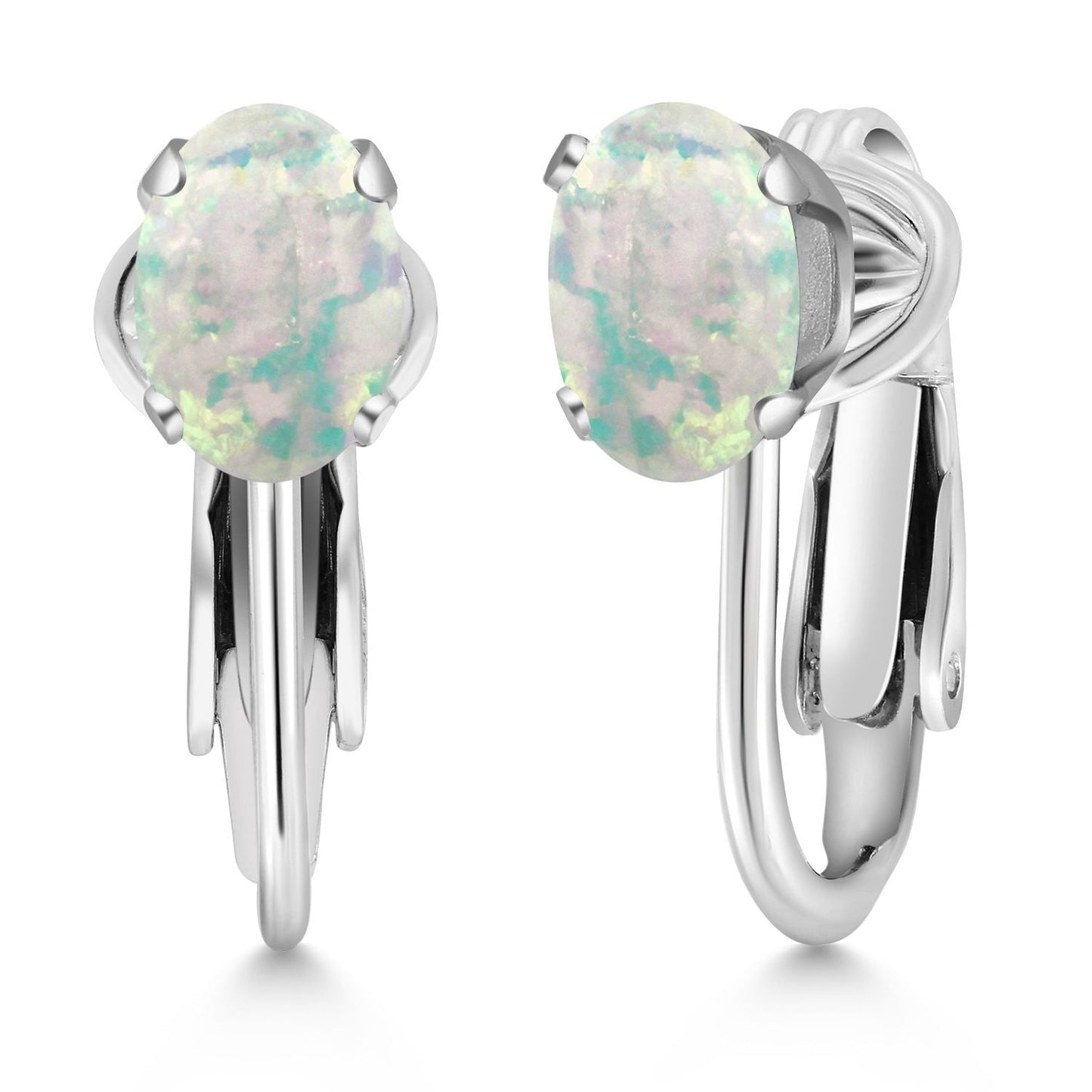 Clip-On Earrings for Women | Gemstone Birthstone Drop Earrings | 925 Sterling Silver | Oval 7X5MM | Gift For Women Mother Bridesmaids