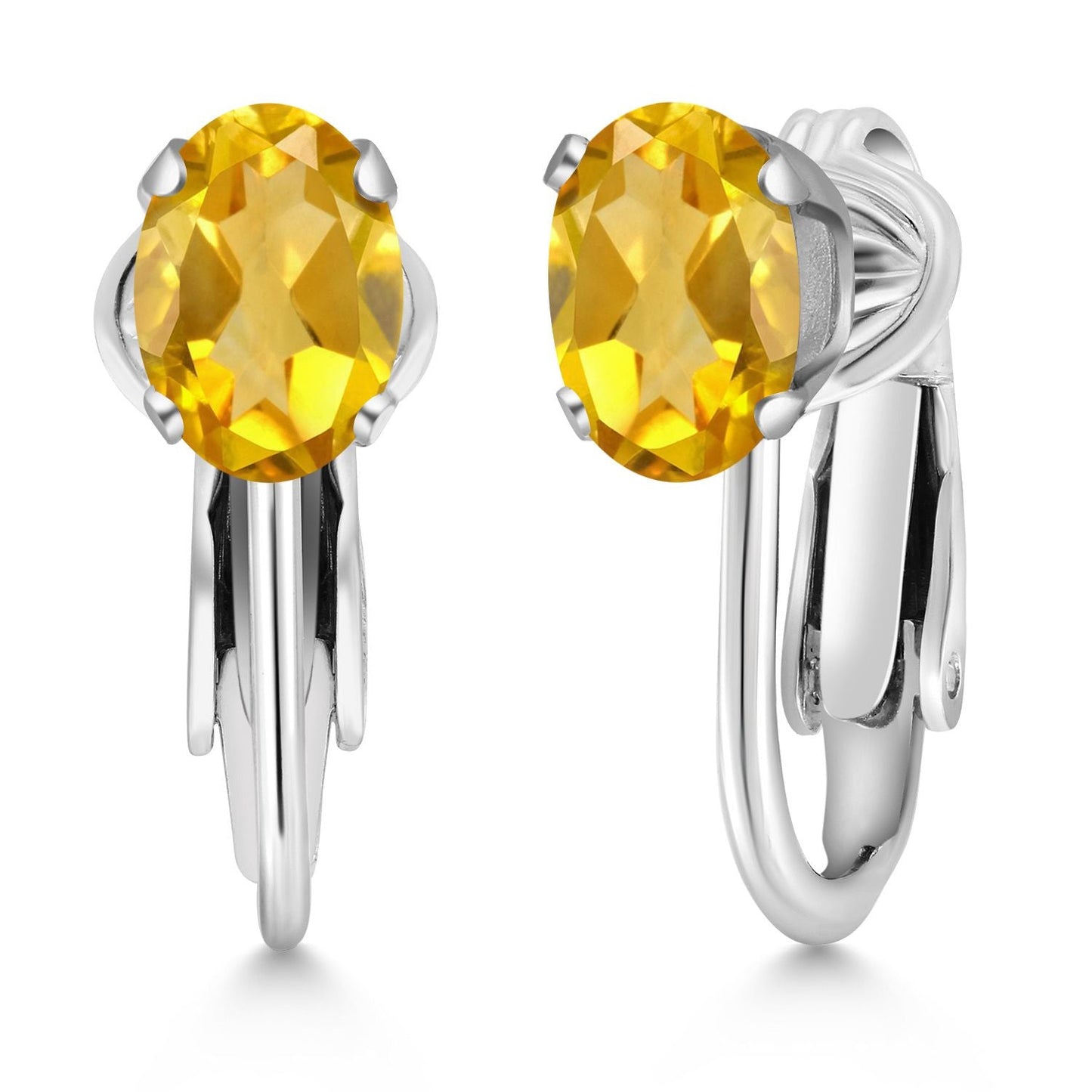 Clip-On Earrings for Women | Gemstone Birthstone Drop Earrings | 925 Sterling Silver | Oval 7X5MM | Gift For Women Mother Bridesmaids