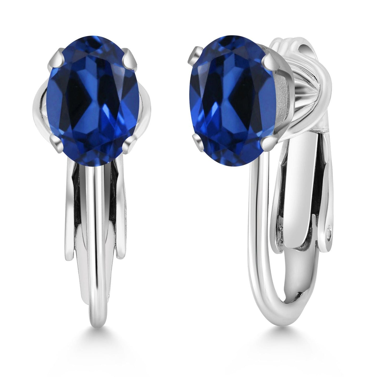 Clip-On Earrings for Women | Gemstone Birthstone Drop Earrings | 925 Sterling Silver | Oval 7X5MM | Gift For Women Mother Bridesmaids