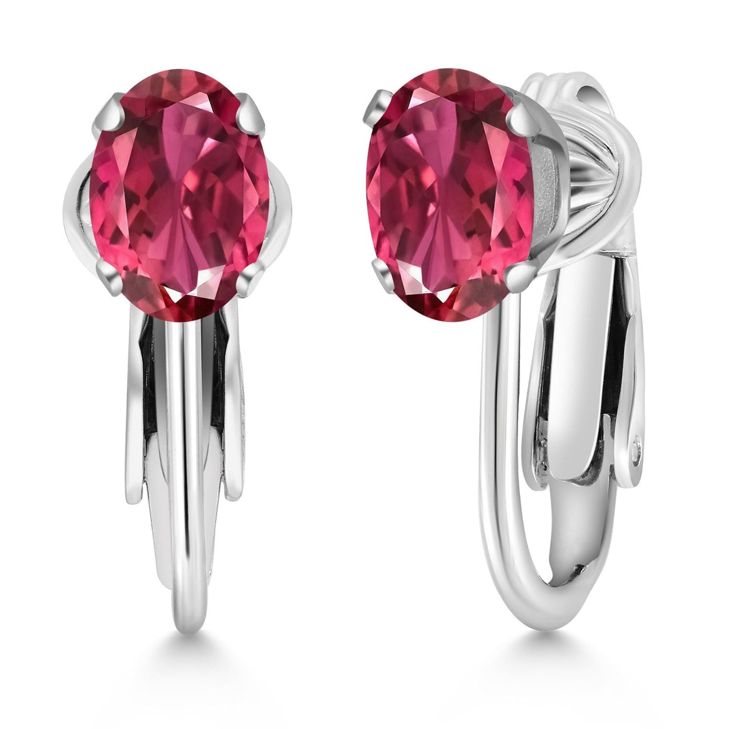 Clip-On Earrings for Women | Gemstone Birthstone Drop Earrings | 925 Sterling Silver | Oval 7X5MM | Gift For Women Mother Bridesmaids