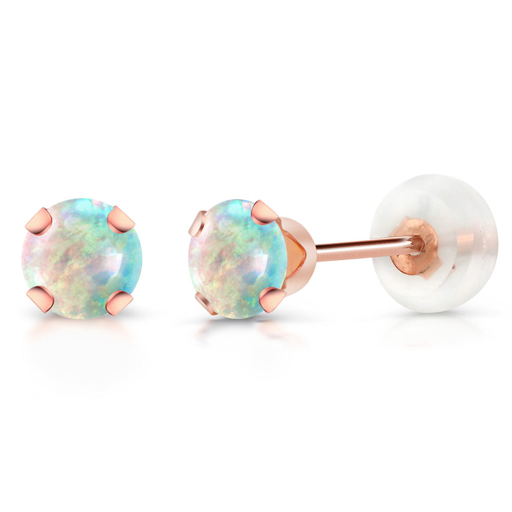 10K Rose Gold 4MM Round Gemstone Birthstone Stud Earrings | Gold Earrings For Women Men
