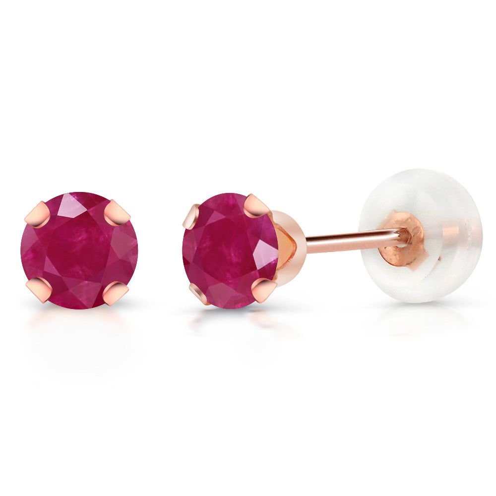 10K Rose Gold 4MM Round Gemstone Birthstone Stud Earrings | Gold Earrings For Women Men