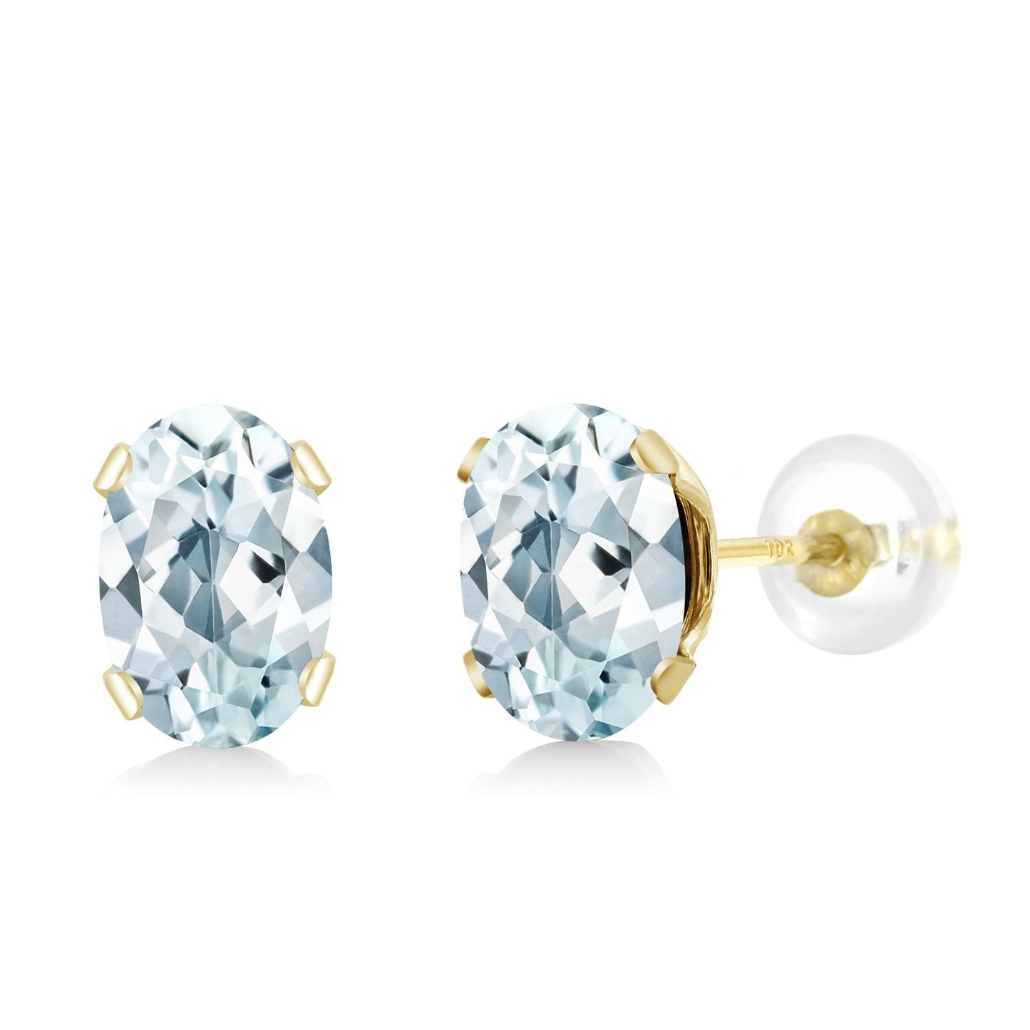 10K Yellow Gold Gemstone Birthstone Earrings | Oval 6X4MM Stud Earrings | Gold Earrings For Women Men