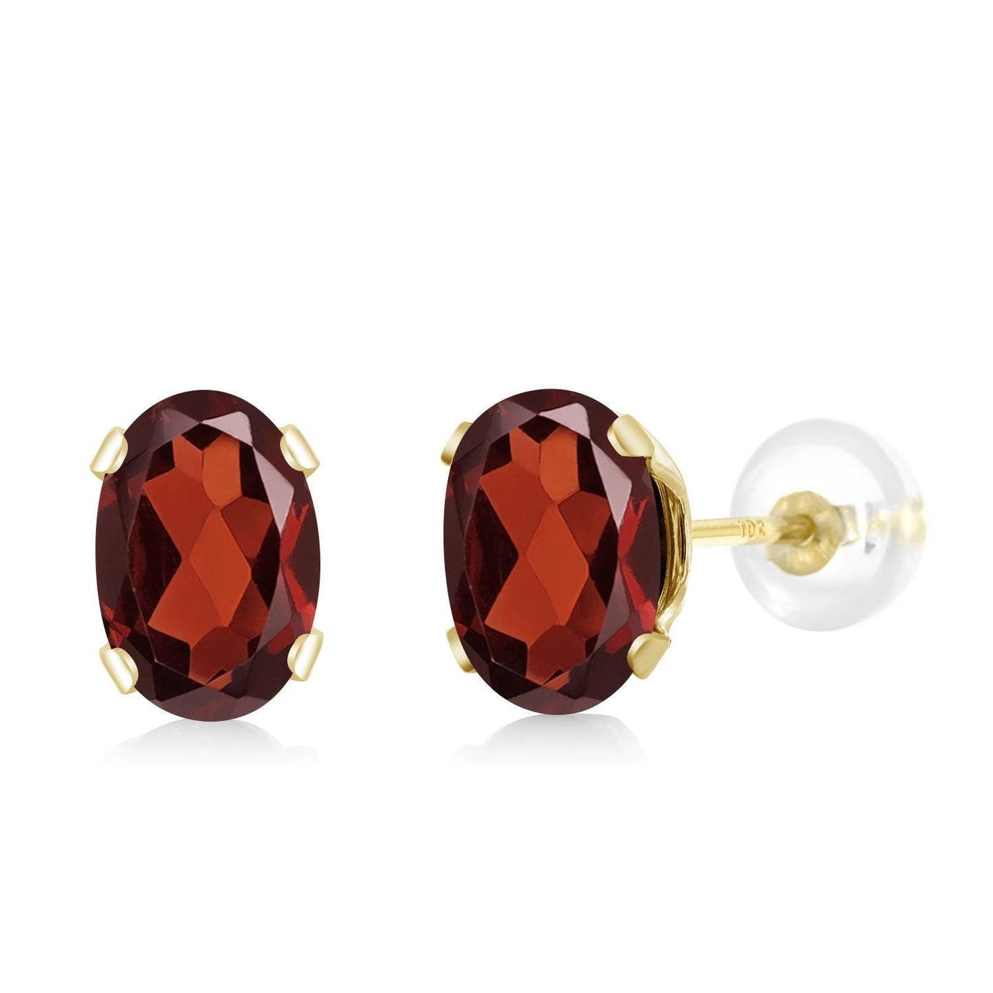 10K Yellow Gold Gemstone Birthstone Earrings | Oval 6X4MM Stud Earrings | Gold Earrings For Women Men