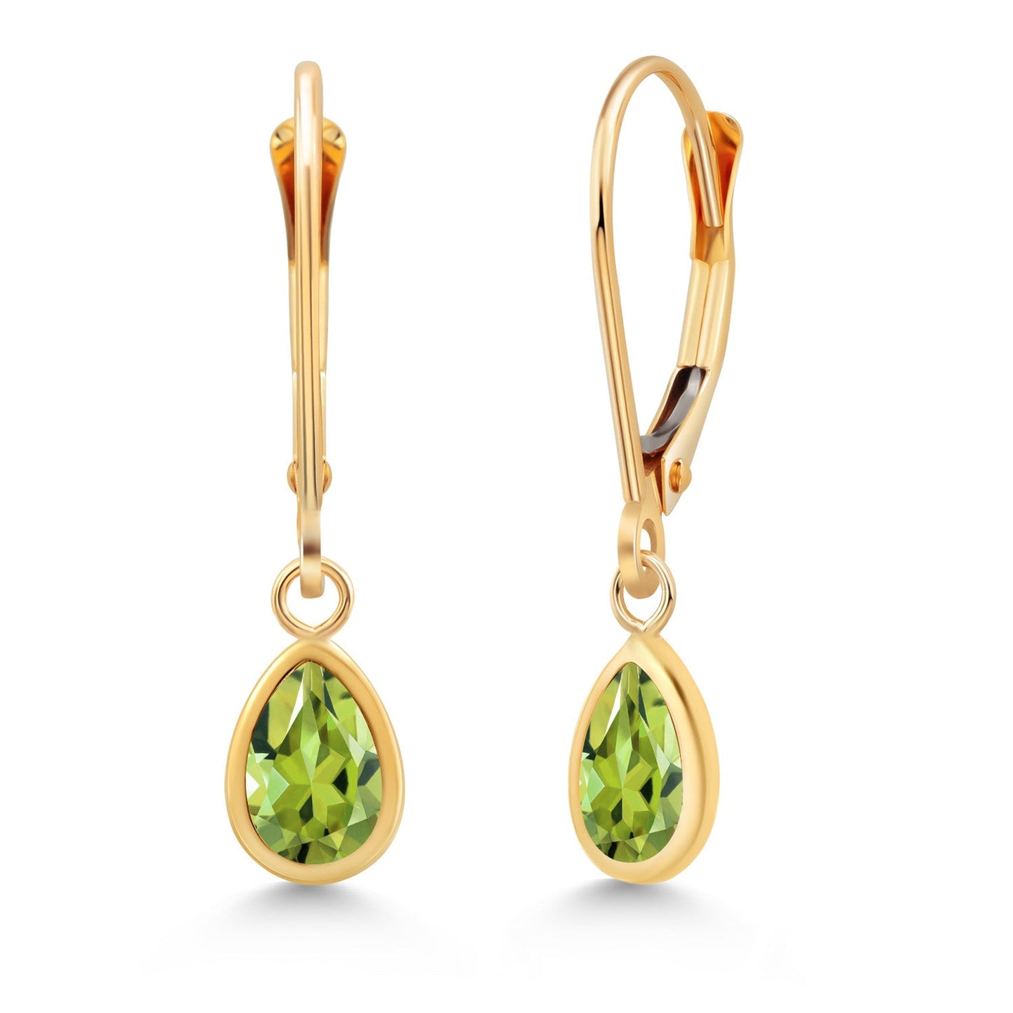 14K Yellow Gold Gemstone Birthstone Leverback Drop Dangle Teardrop Earrings | Pear Shape 7X5MM | Gold Earrings For Women