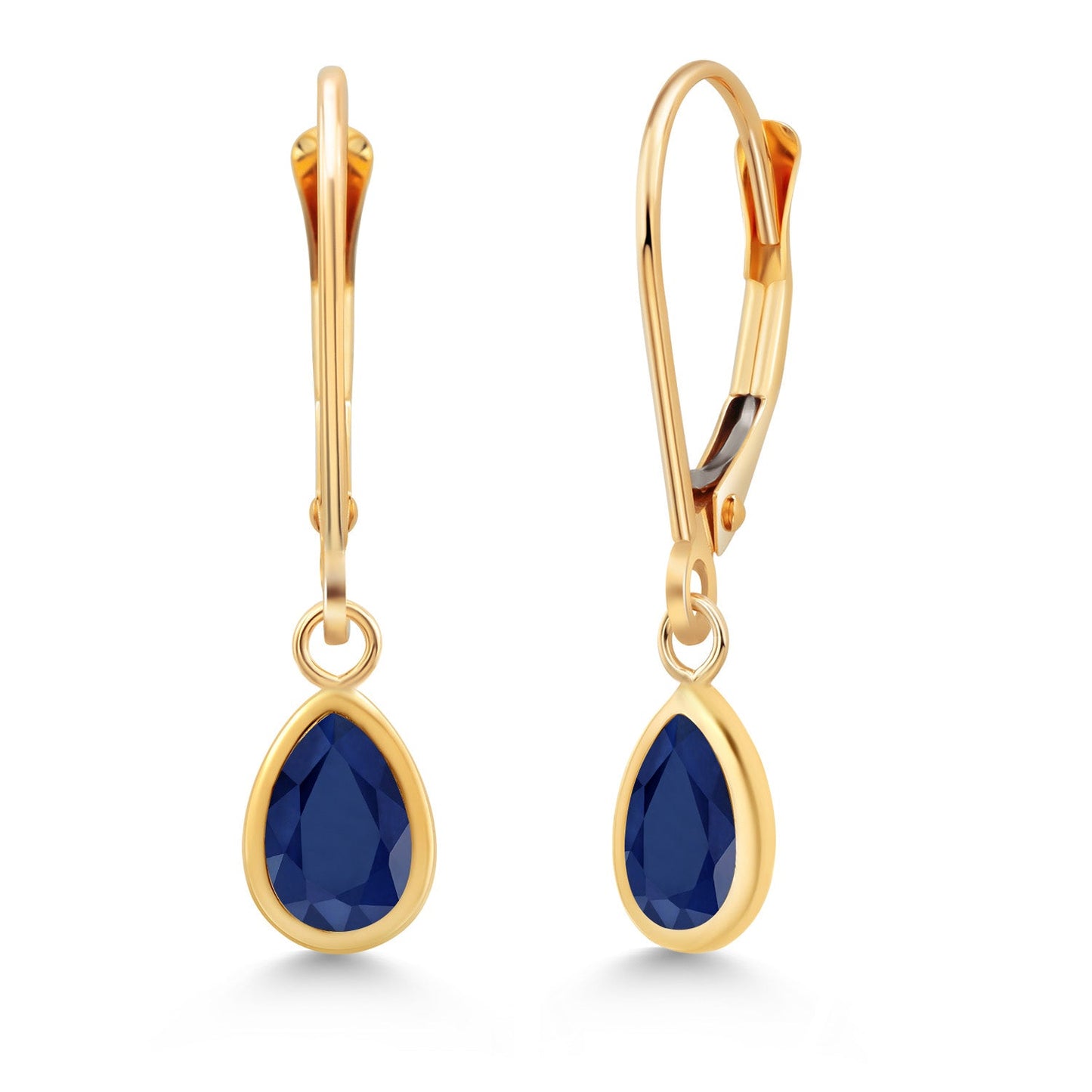 14K Yellow Gold Gemstone Birthstone Leverback Drop Dangle Teardrop Earrings | Pear Shape 7X5MM | Gold Earrings For Women