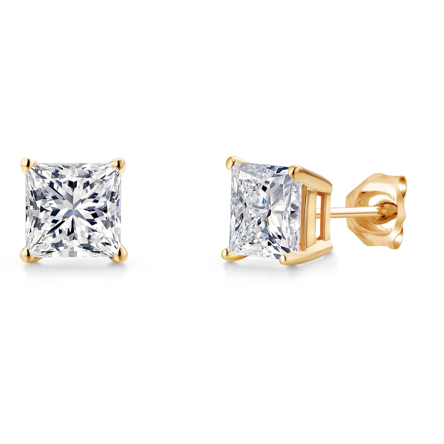 2.00 Ct Princess Cut 14K Yellow Gold IGI Certified Lab Grown Diamond Stud Earrings | E-F Color | VS1-VS2 Clarity | Gold Earrings For Women Men