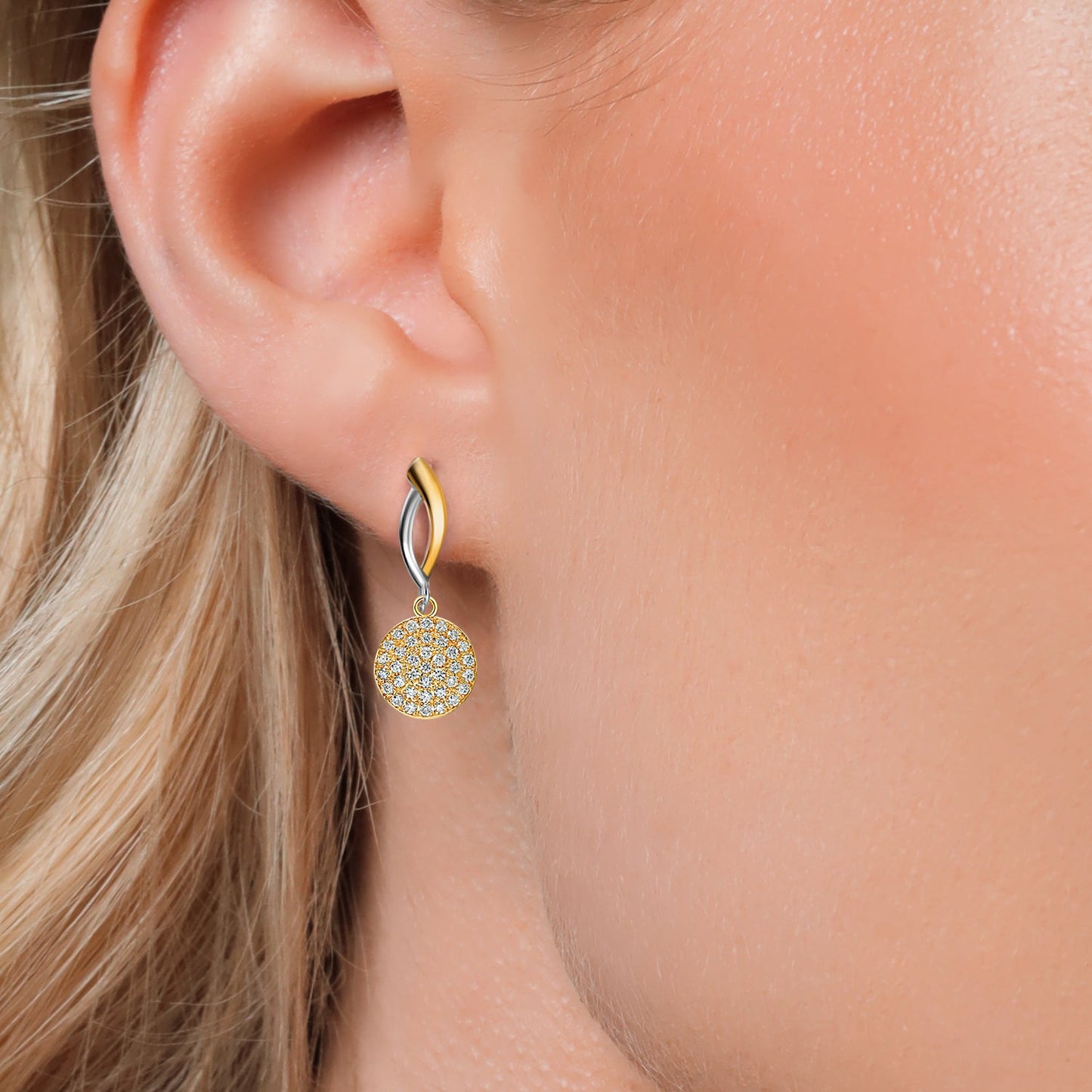 925 Silver and 10K Yellow Lab Grown Diamond Drop Dangle Earrings For Women | 0.19 Cttw | Gemstone Birthstone | 20x10MM Lab Grown Diamond Earrings