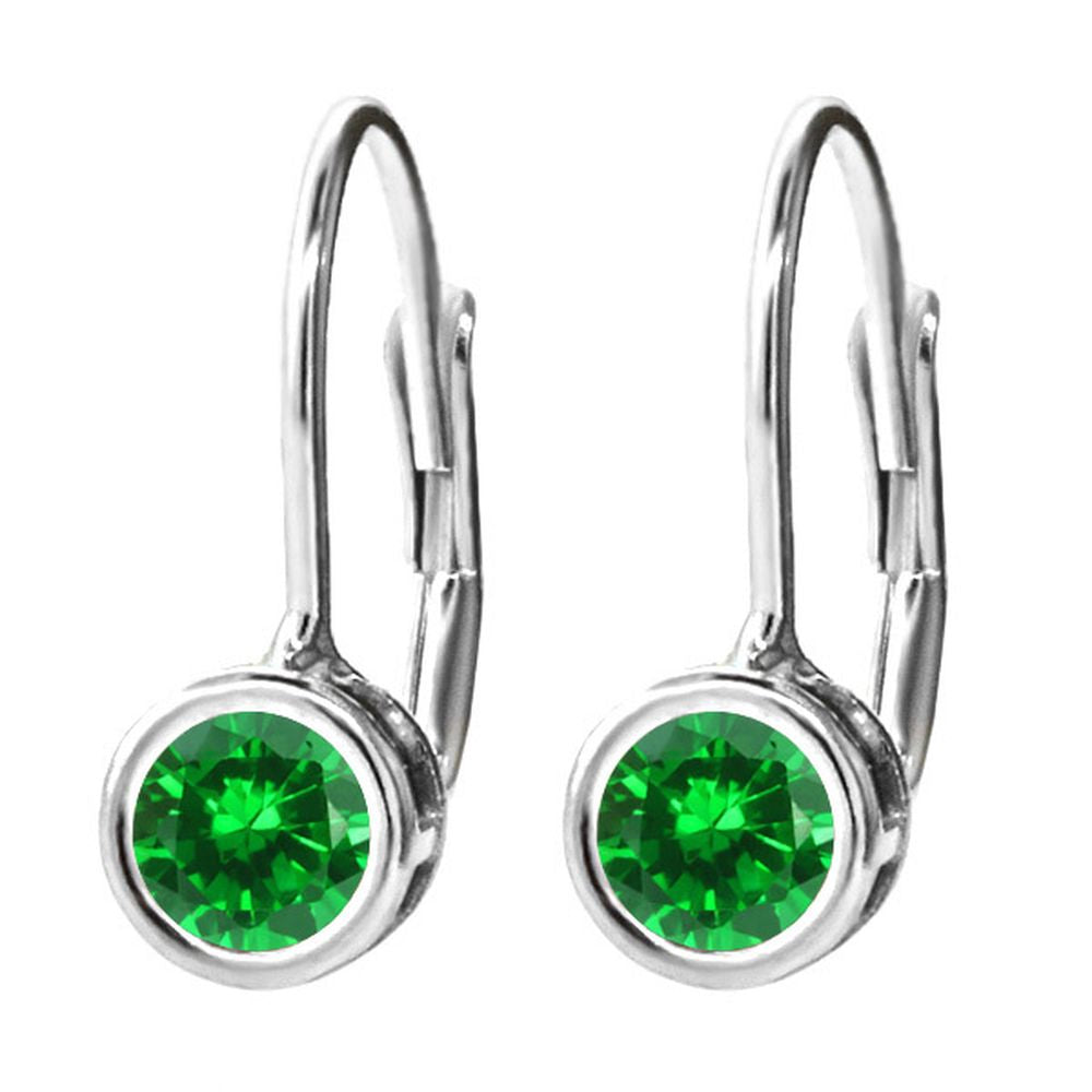 925 Sterling Silver Gemstone Birthstone Dangle Leverback Earrings For Women | Round 5MM | Round Genuine Birthstone Earrings | Fine Jewelry for Her Mom Wife