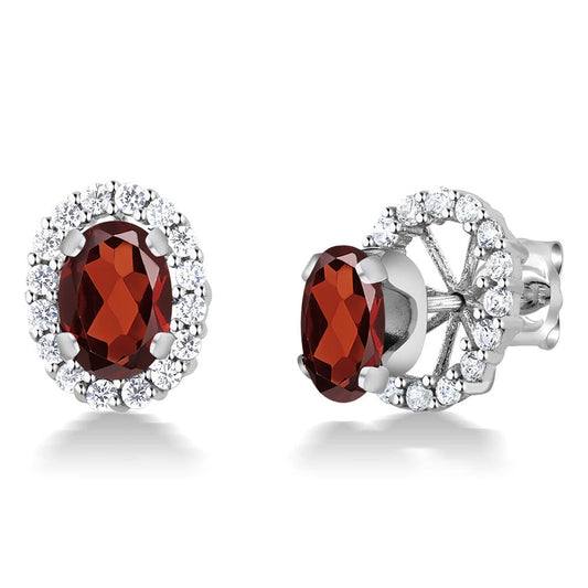 925 Sterling Silver Gemstone Birthstone Halo Removable Halo Jacket Stud Earrings For Women | Oval 7X5MM | Fine Jewelry Gifts for Her Mom Women Wife