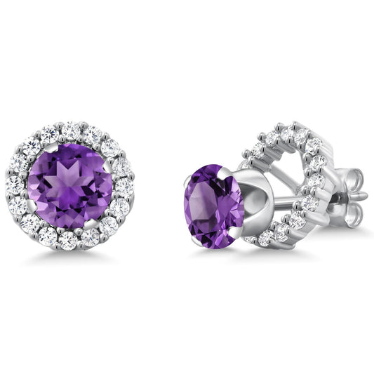 6MM Round Gemstone Birthstone Removable Jacket Stud Halo Earrings For Women | 925 Sterling Silver | Fine Jewelry Gifts for Her Mom Women Wife