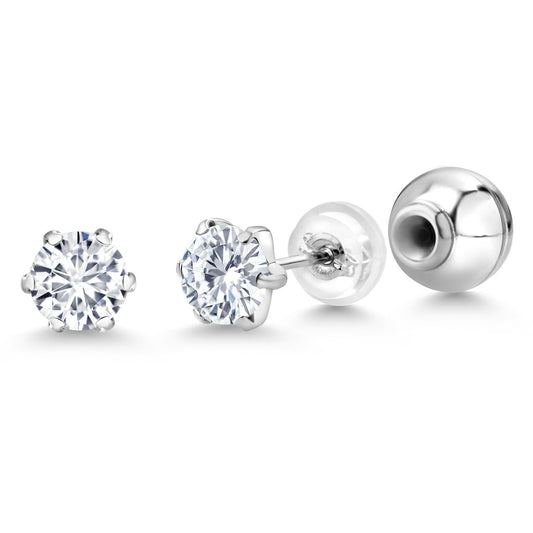 1.00 Cttw Pure PT900 Platinum 900 Six Prong Lab Grown Diamond Stud Earrings For Women Men | Round 5MM | E-F Color | VVS-VS Clarity