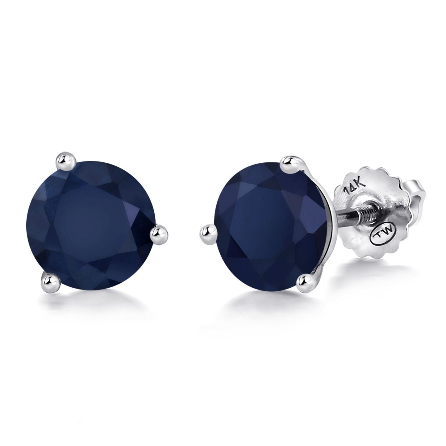 14K White Gold Martini Earrings | 3 Prong Screw Back Stud Earrings For Women Men | Round 6MM | Gemstone Birthstone | White Gold Earrings For Women Men