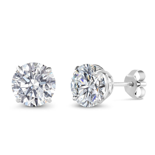 2.00 Cttw 18K White Gold IGI Certified Lab Grown Diamond Stud Earrings For Women Men | Each 1 Ct Round 6.5MM Diamond | E-F Color | VS1-VS2 Clarity