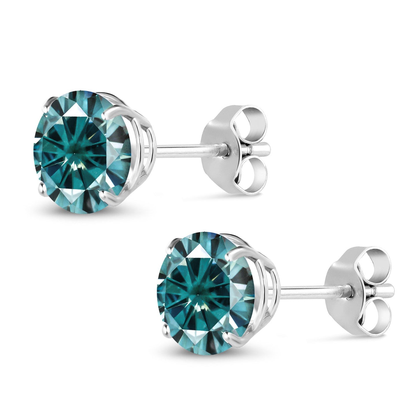 Solid 14K Gold Round Gemstone Birthstone Stud Earrings | Round 6.5MM | 4-Prong Setting Gold Earrings For Women Men