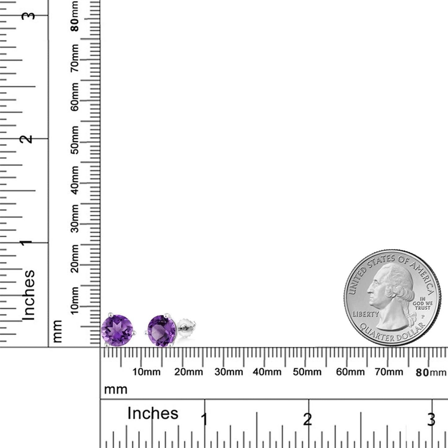 14K White Gold Gemstone Birthstone Earrings | Martini Screw Back Stud Earrings | Round 8MM | White Gold Earrings For Women Men
