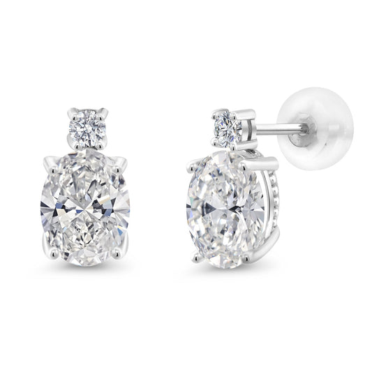 3 Ct 14k White Gold IGI Certified Oval Lab Grown Diamond Earrings | E-F Color | VS1-VS2 Clarity | Gold Earrings For Women