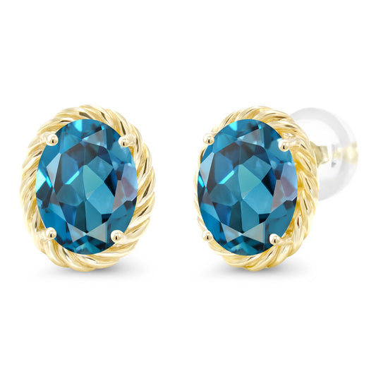 14K Yellow Gold 8X6MM Oval Gemstone Birthstone Earrings | Yellow Gold Earrings For Women Men