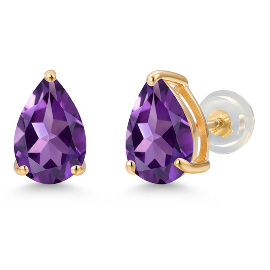 14K Yellow Gold 9X6MM Pear Shape Gemstone Birthstone Teardrop Earrings | Gold Earrings For Women Men