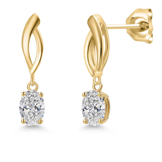 10K Yellow Gold 6X4MM Oval Cut Gemstone Birthstone Infinity Dangle Earrings For Women | Gold Earrings For Women