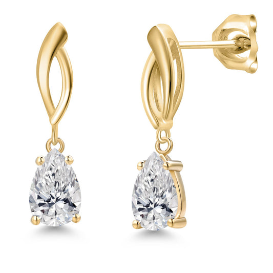 10K Yellow Gold 8X5MM Pear Shape Gemstone Birthstone Infinity Dangle Earrings For Women | Gold Earrings For Women