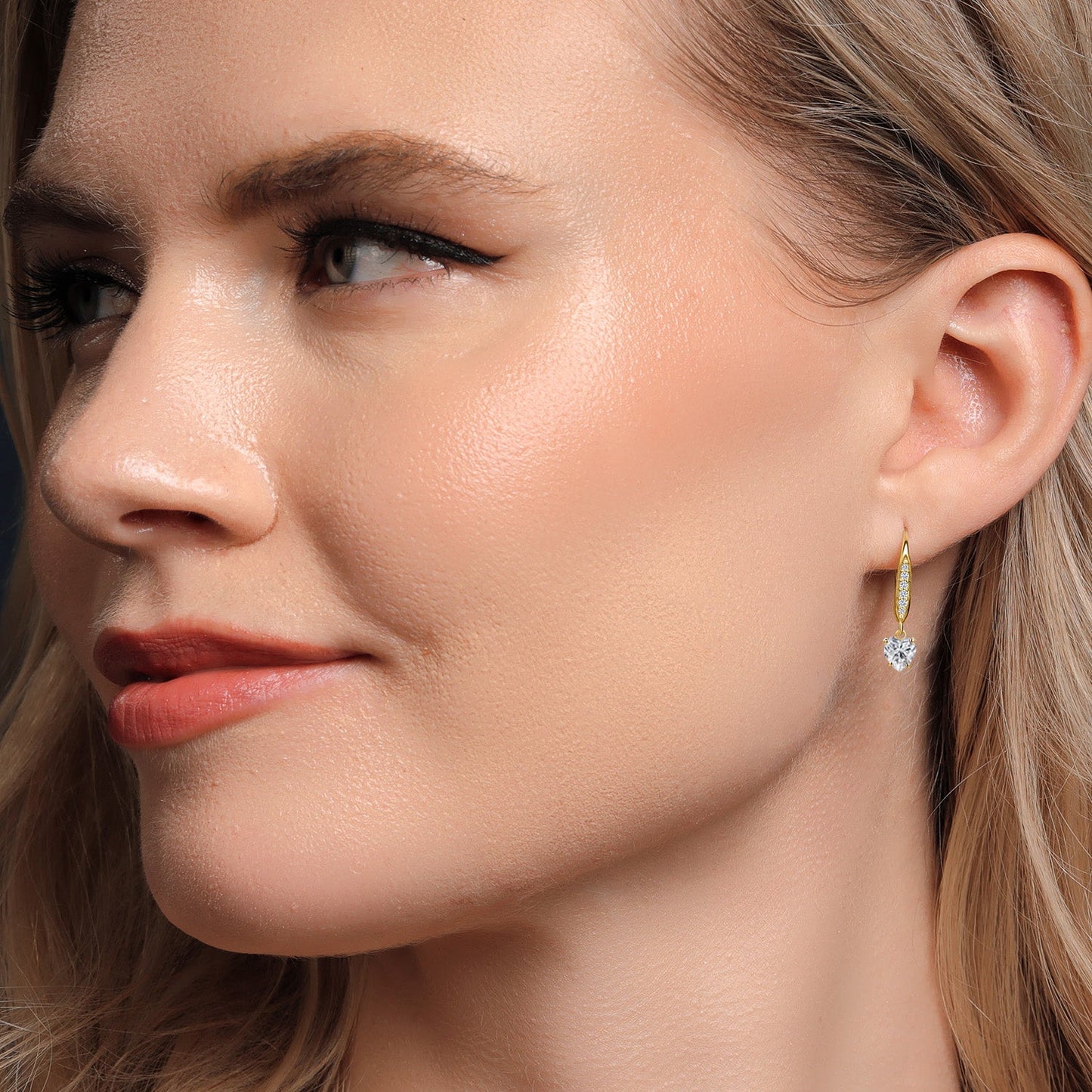 10K Yellow Gold 5MM Heart Shape Gemstone Birthstone and Lab Grown Diamond Dangle Earrings for Women | Fine Jewelry Gifts for Her Mom Women Wife