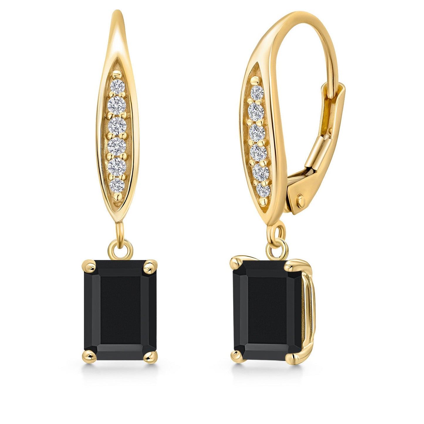10K Yellow Gold 7X5MM Emerald Cut Gemstone Birthstone and Lab Grown Diamond Dangle Earrings For Women | Fine Jewelry Gifts for Her Mom Women Wife