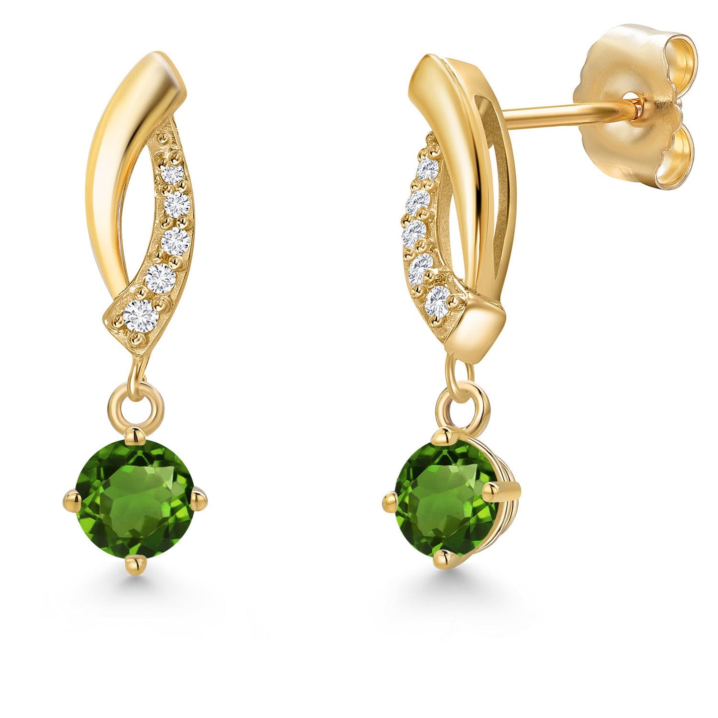 14K Yellow Gold Gemstone Birthstone and Lab Grown Diamond Dangle Earrings for Women | Round 4MM and 1MM | Fine Jewelry Gifts for Her Mom Women Wife