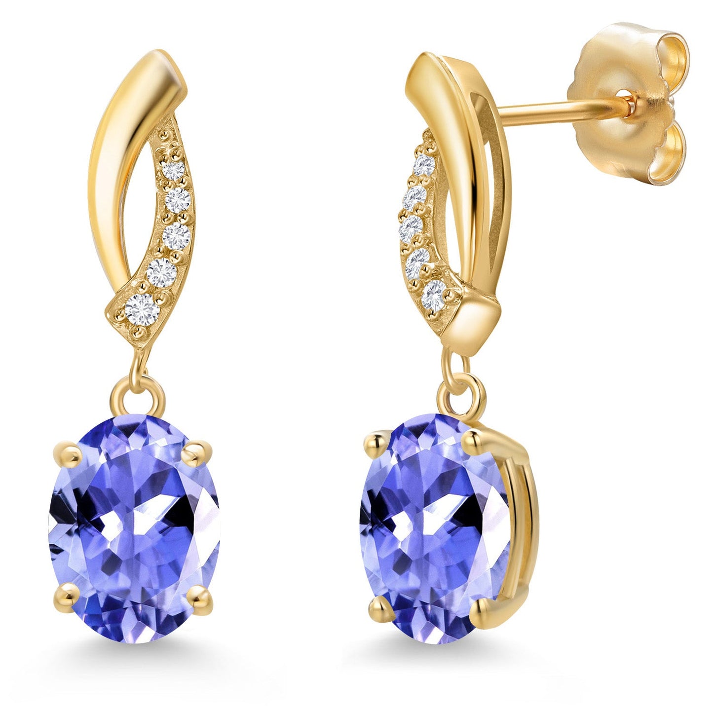 14K Yellow Gold Gemstone Birthstone and White Lab Grown Diamond Infinity Stud Dangle Earrings for Women | Oval Cut 8X6MM | Round 1MM | Fine Jewelry Gifts for Her Mom Women Wife