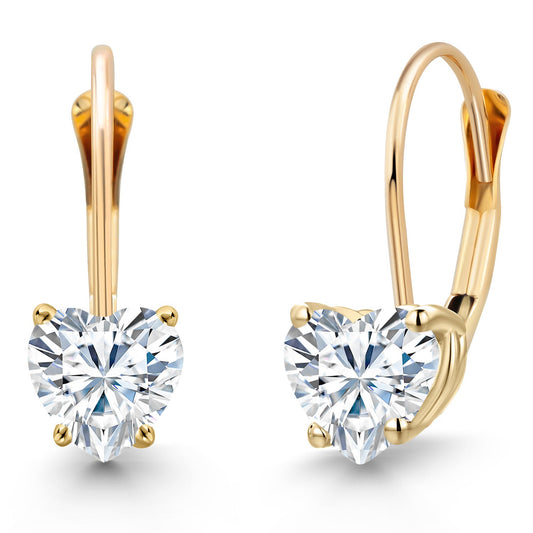 5MM Heart Shape Gemstone Birthstone Leverback Earrings for Women In 14K Yellow Gold | Fine Jewelry Gifts for Her Mom Women Wife | Gold Heart Earrings