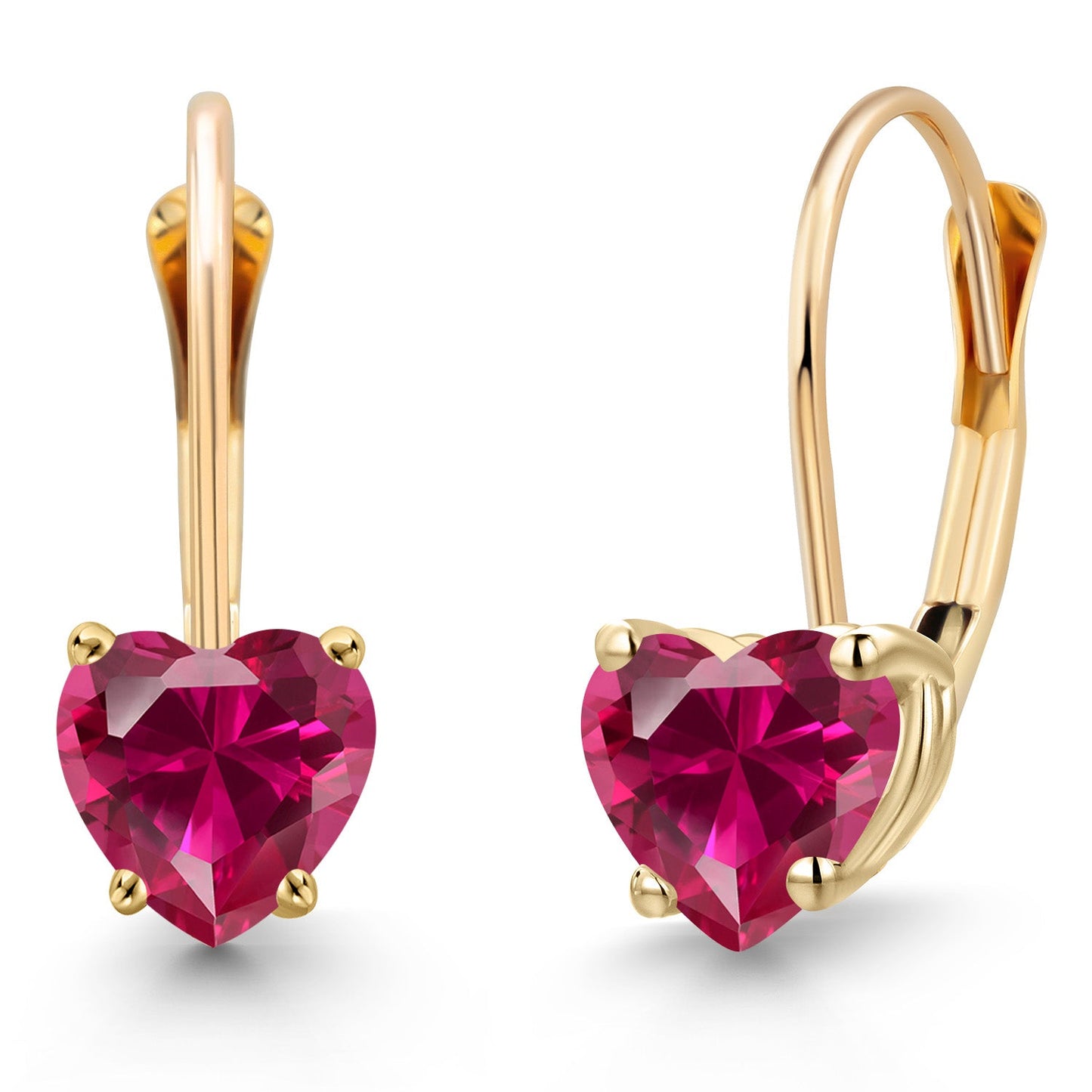 5MM Heart Shape Gemstone Birthstone Leverback Earrings for Women In 14K Yellow Gold | Fine Jewelry Gifts for Her Mom Women Wife | Gold Heart Earrings