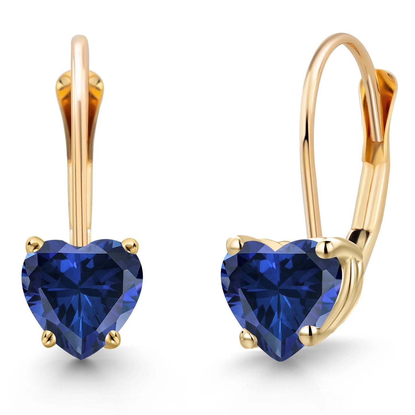 5MM Heart Shape Gemstone Birthstone Leverback Earrings for Women In 14K Yellow Gold | Fine Jewelry Gifts for Her Mom Women Wife | Gold Heart Earrings
