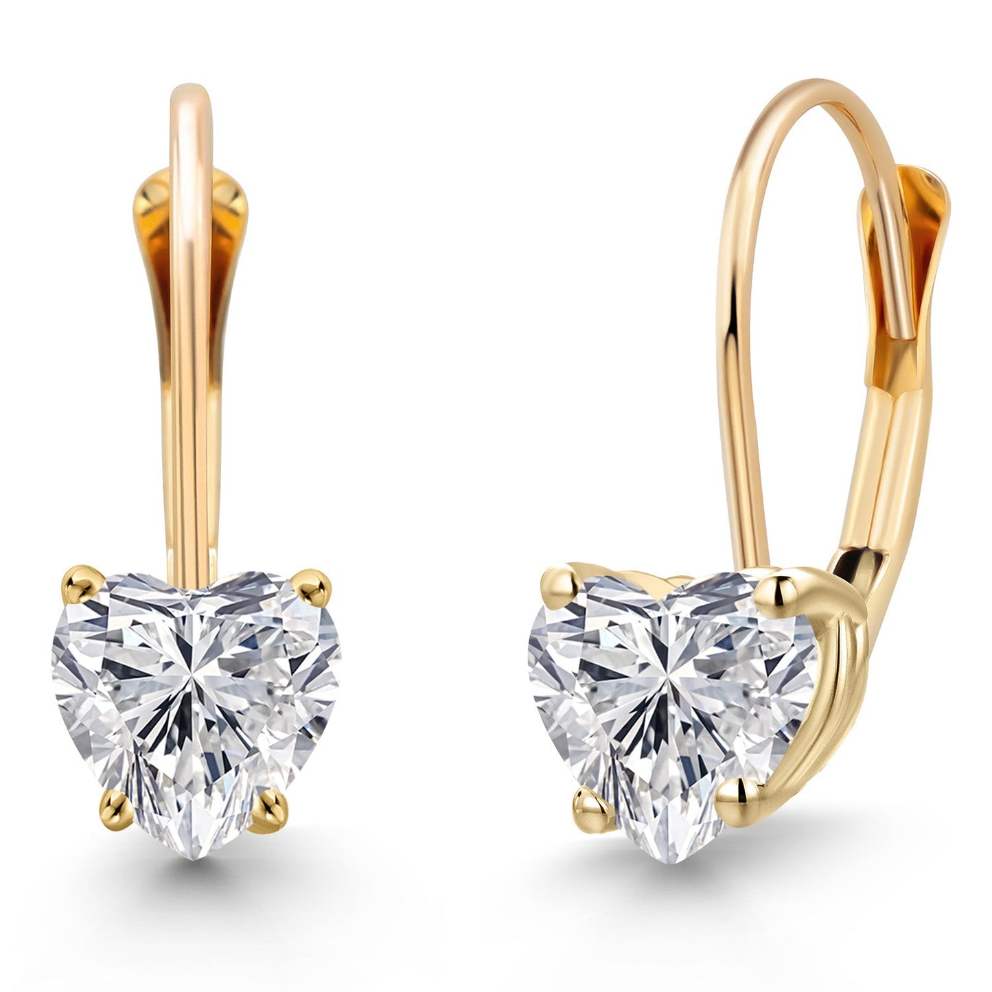 5MM Heart Shape Gemstone Birthstone Leverback Earrings for Women In 14K Yellow Gold | Fine Jewelry Gifts for Her Mom Women Wife | Gold Heart Earrings