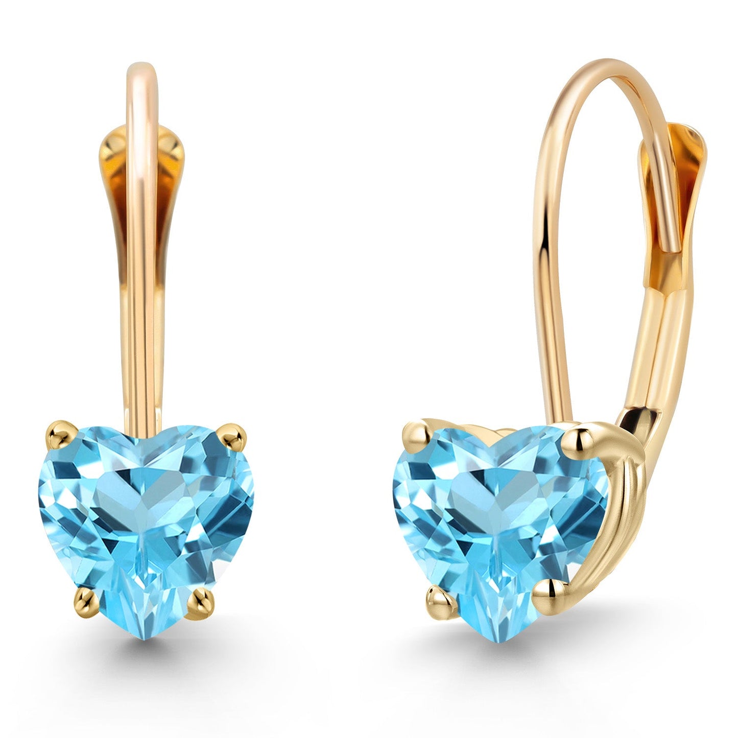 5MM Heart Shape Gemstone Birthstone Leverback Earrings for Women In 14K Yellow Gold | Fine Jewelry Gifts for Her Mom Women Wife | Gold Heart Earrings