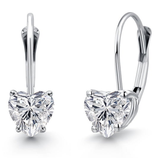 5MM Heart Shape Gemstone Birthstone Leverback Earrings for Women In 14K White Gold | Fine Jewelry Gifts for Her Mom Women Wife